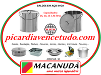 MACANUDA | BALDES DE AÇO INOX CAPACIDADES 05, 10, 15 E 20 LITROS