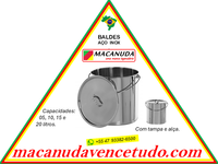 BALDE INOX 15 LITROS COM TAMPA E ALÇA - MACANUDA